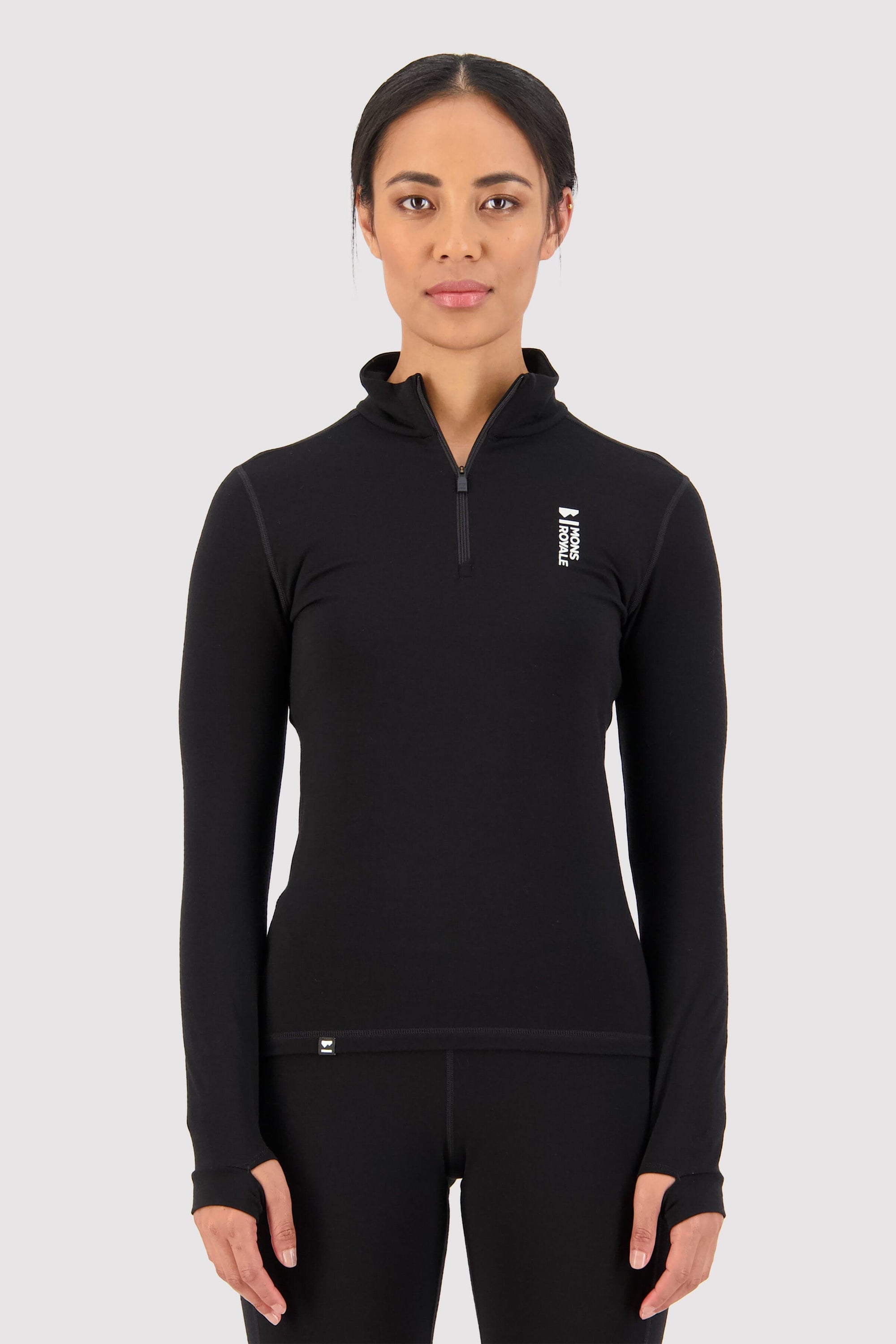 Mons Royale Cascade 1/4 Zip LS women black