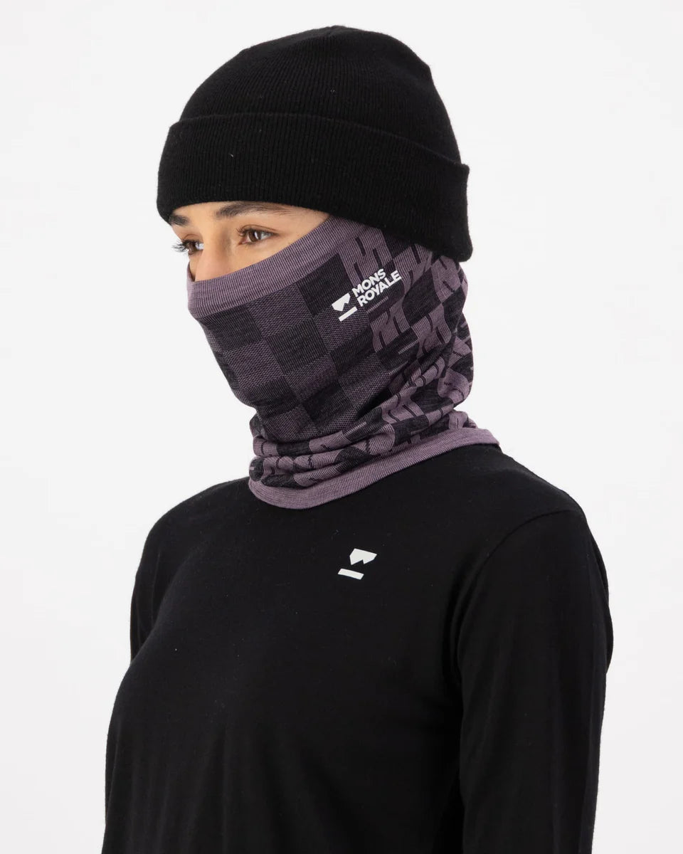 Mons Royale Unisex Ascender Neckwarmer ALU mauve / black