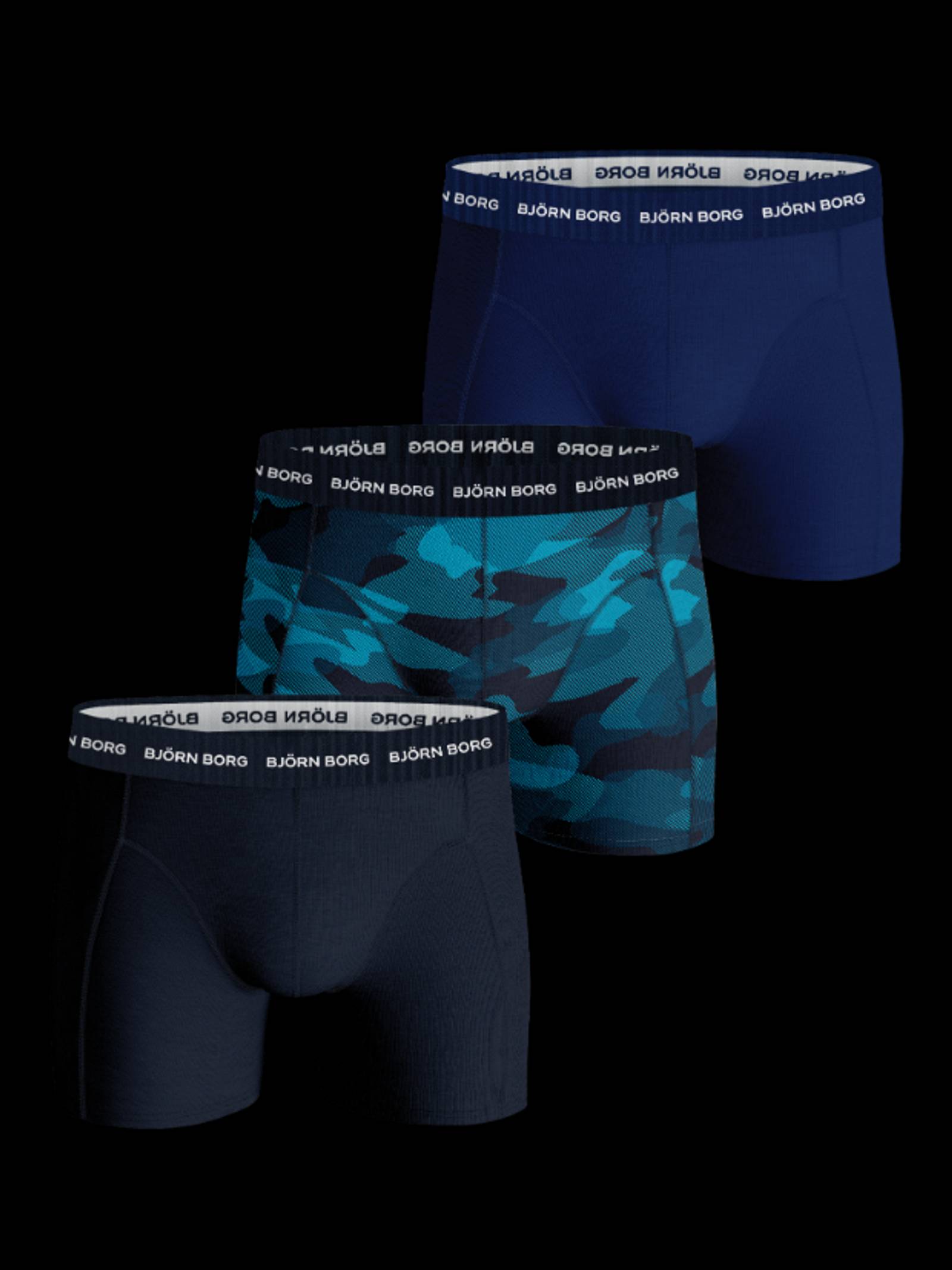 Björn Borg Cotton Stretch Boxer 3p blau print marine
