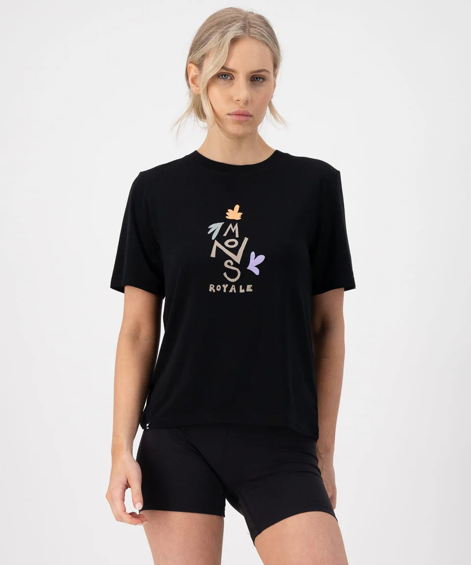 Mons Royale Icon Relaxed T-Shirt wmn Petal Type-black