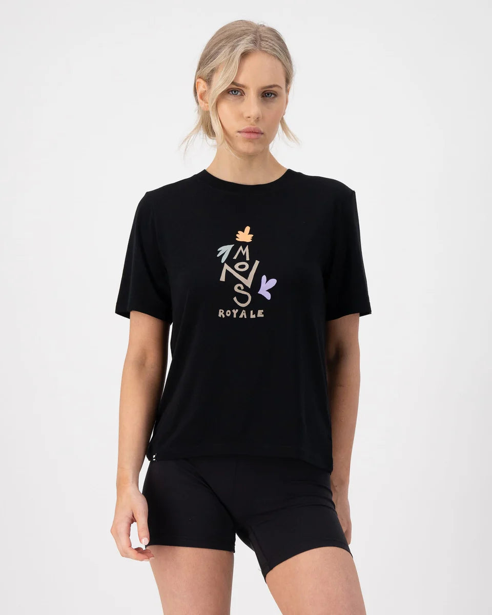 Mons Royale Icon Relaxed T-Shirt wmn Petal Type-black