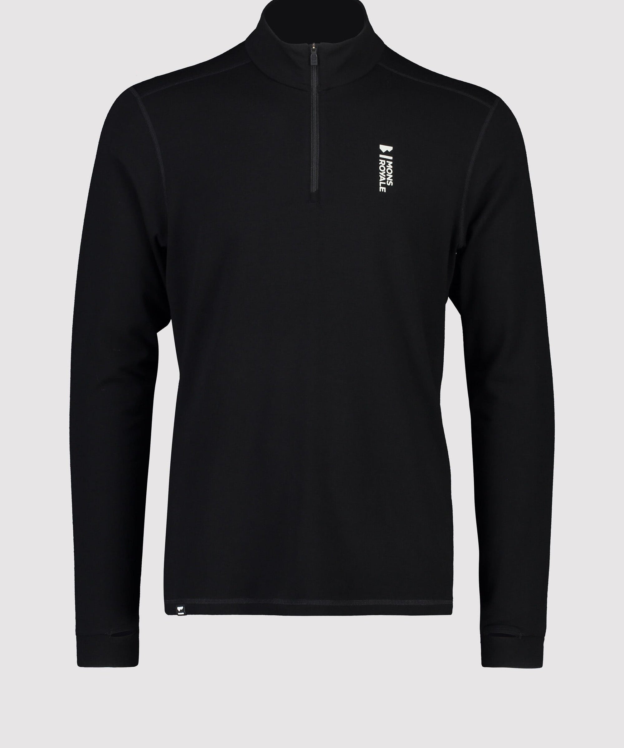 Mons Royale Cascade 1/4 Zip LS ALU black