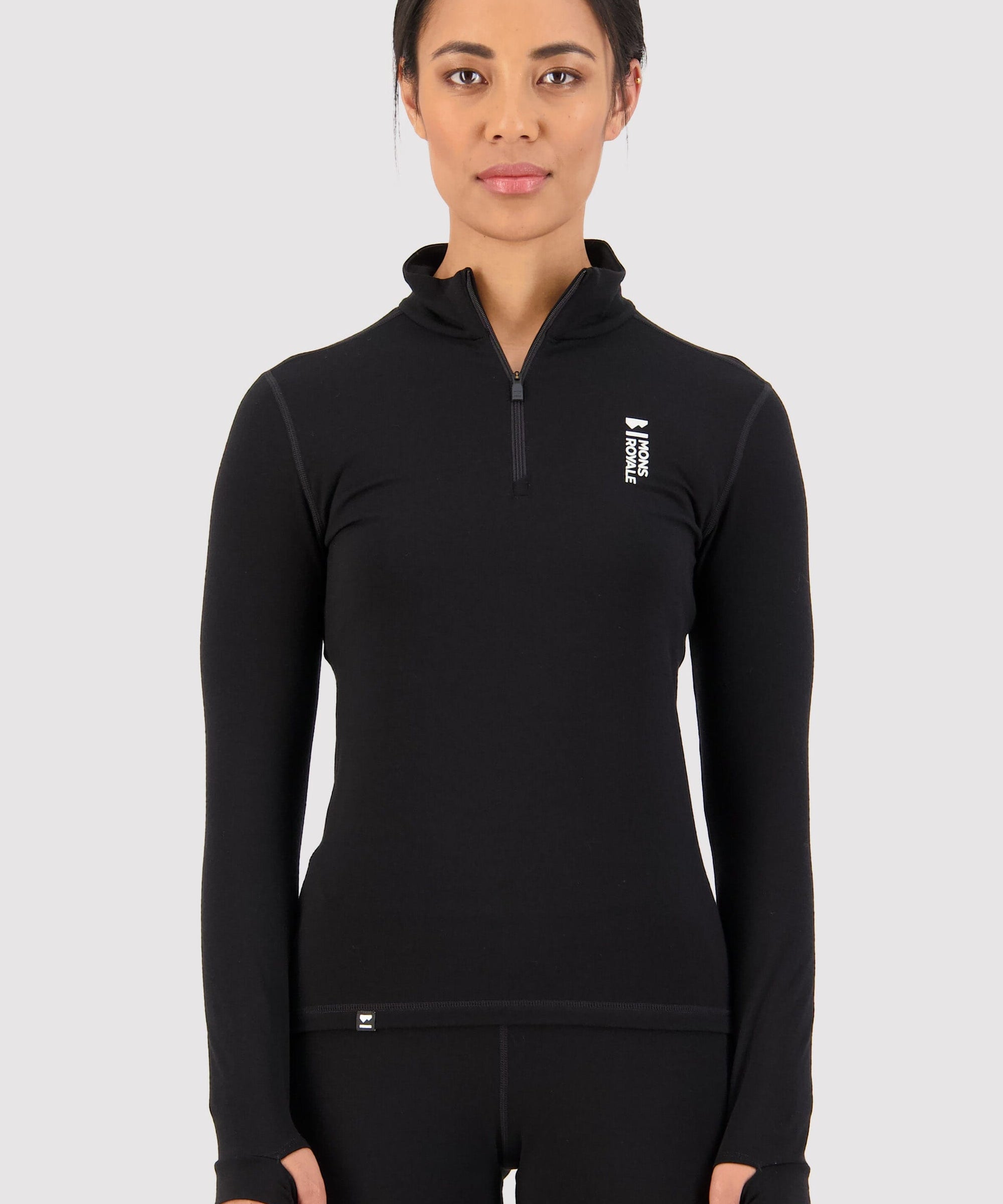 Mons Royale Cascade 1/4 Zip LS women black