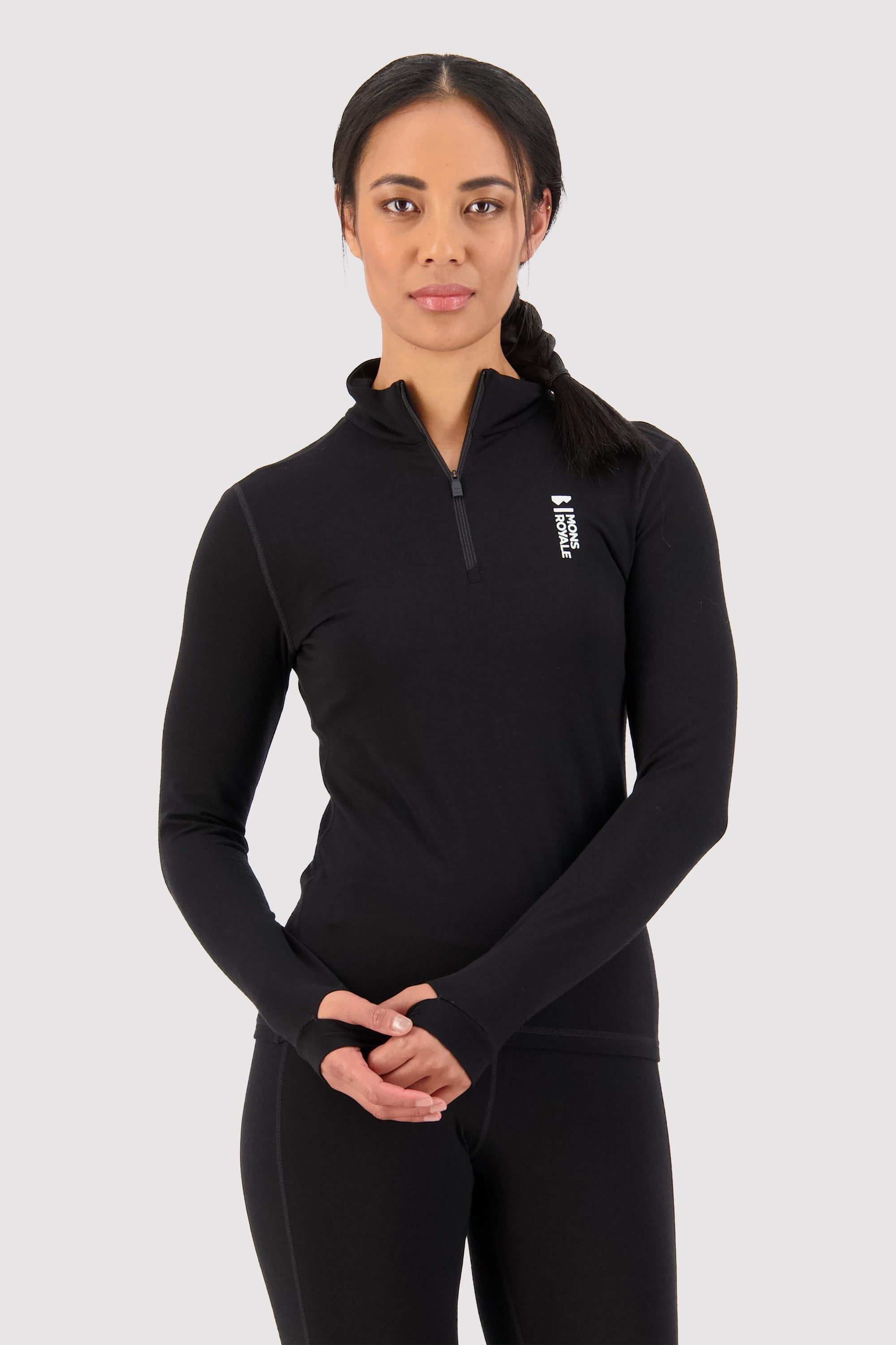 Mons Royale Cascade 1/4 Zip LS women black
