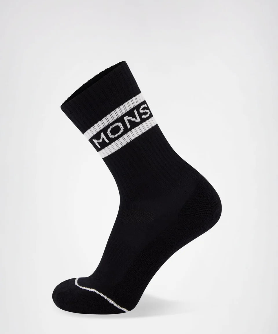 Mons Royale Unisex Signature Merino Crew Sock - black white