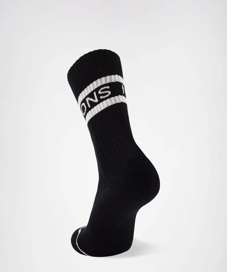 Mons Royale Unisex Signature Merino Crew Sock - black white