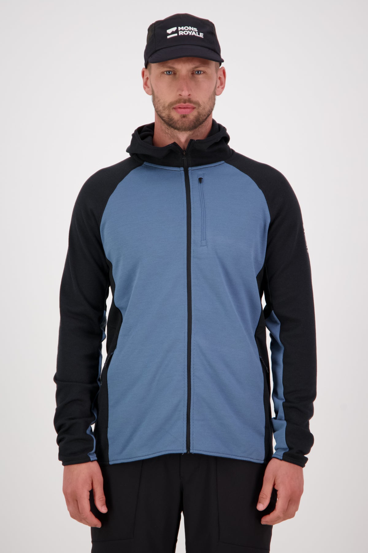 Mons Royale Approach Merino Shift Fleece Hood blue slate-black