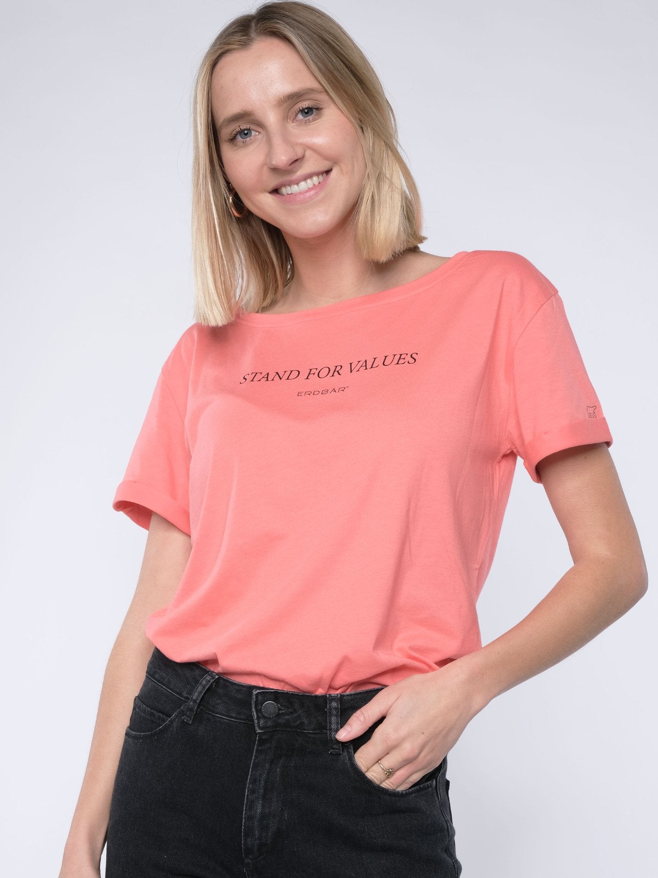 Erdbär Stand for values T-Shirt peach