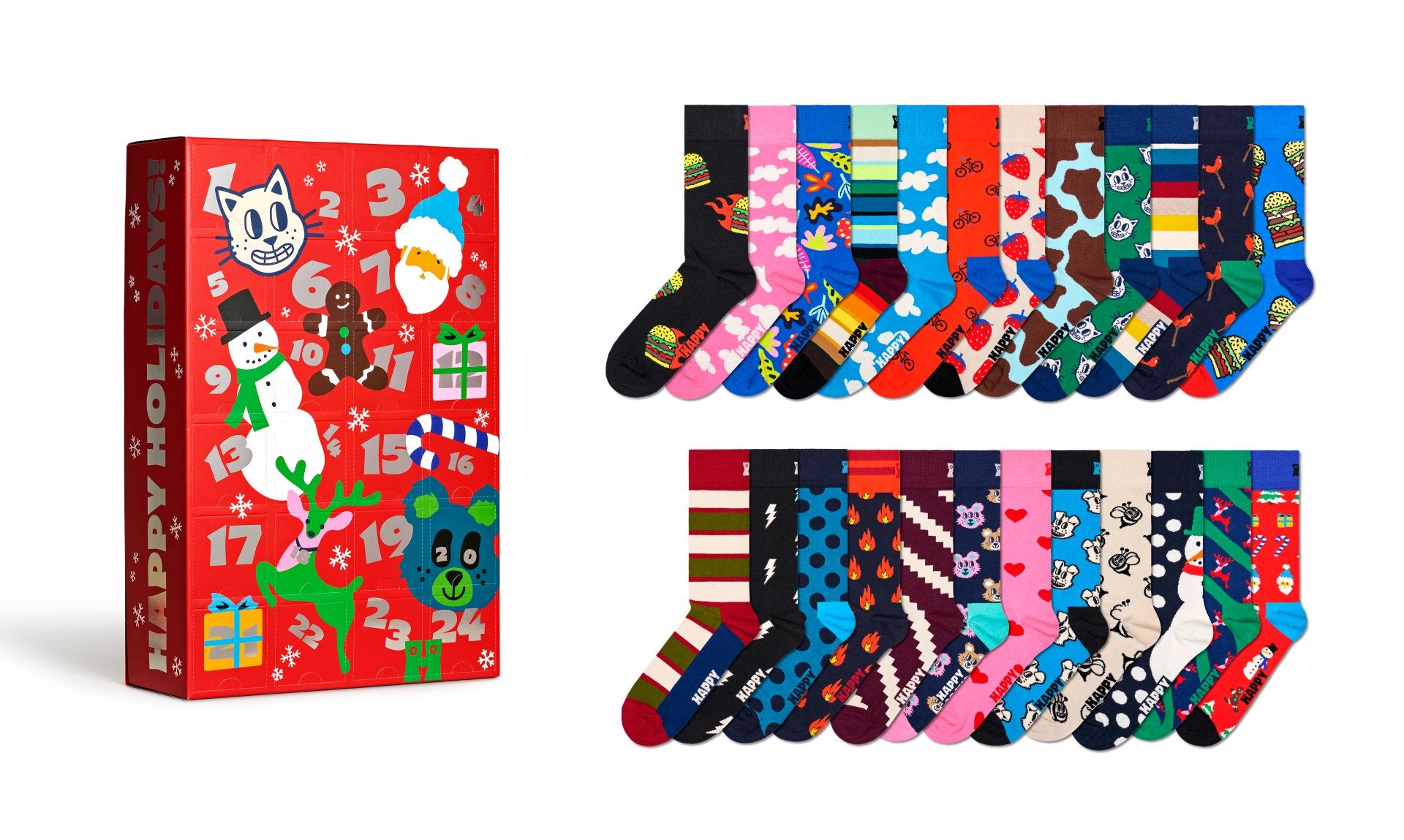 Happy Socks Adventskalender 24 Pack Holiday Box