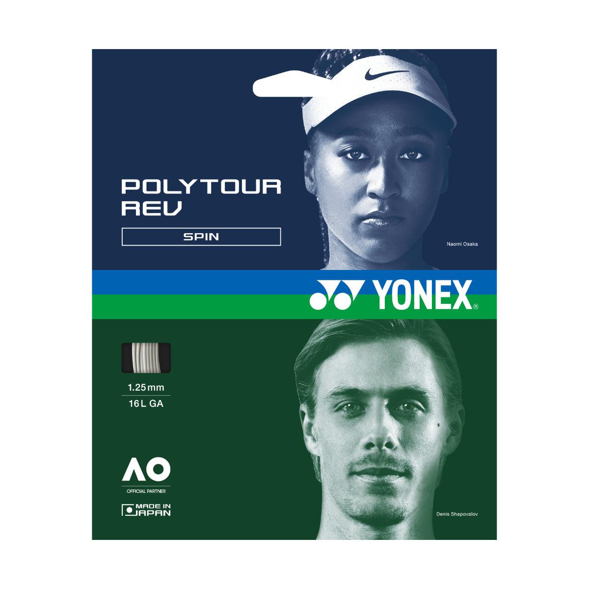 Yonex Polytour Rev Saitenset 12m - white