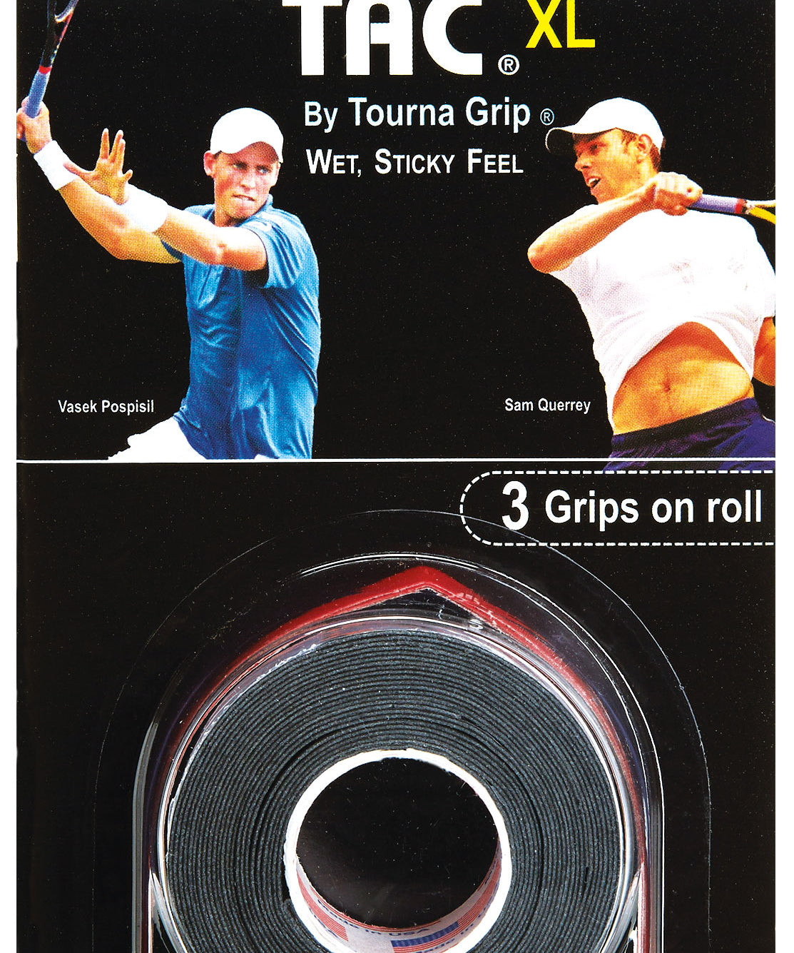 Tourna Tac XL black - 3 Grips on roll (wet feel)