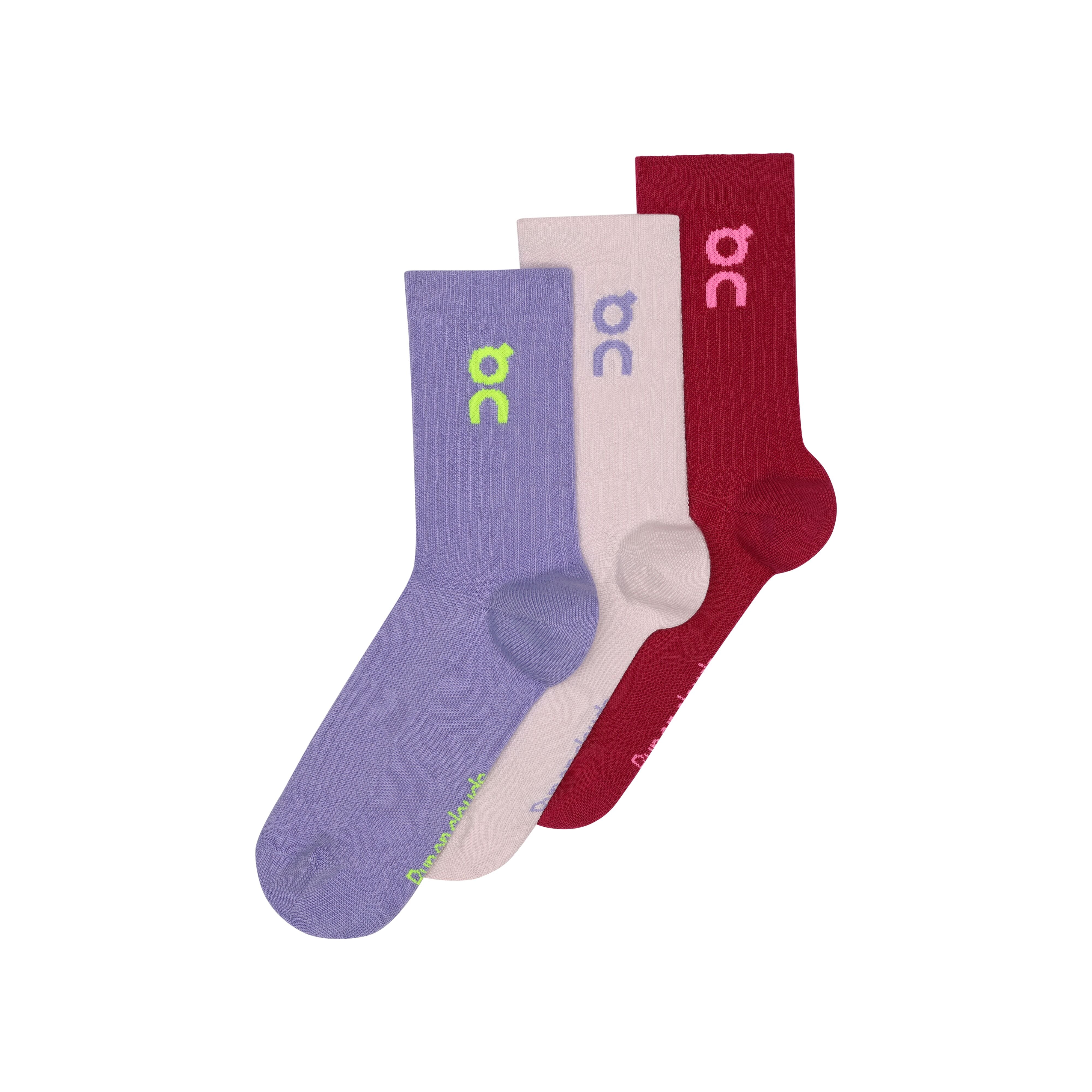 On Logo Sock High 3P Unisex orchid comet