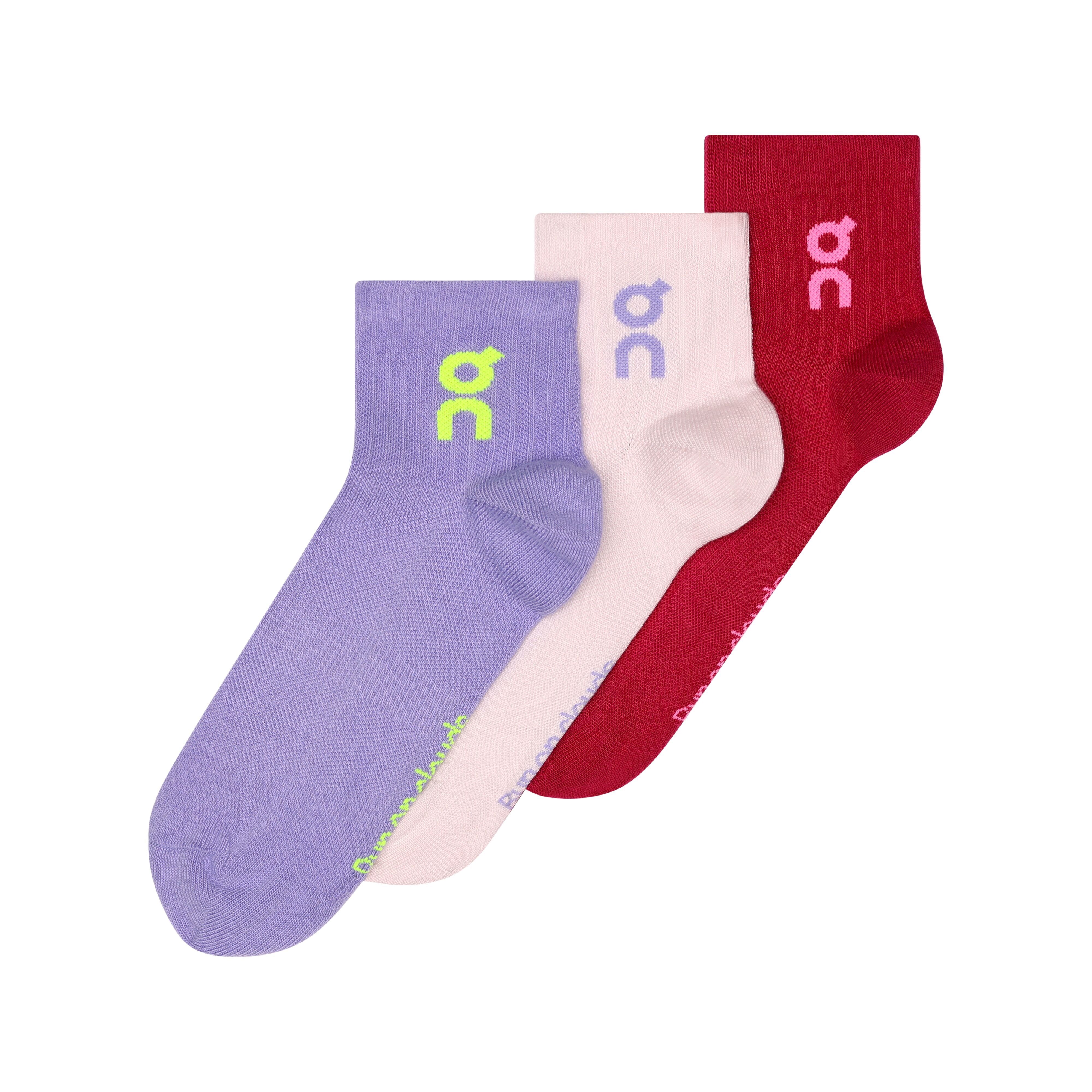 On Logo Sock Mid 3P Unisex orchid comet