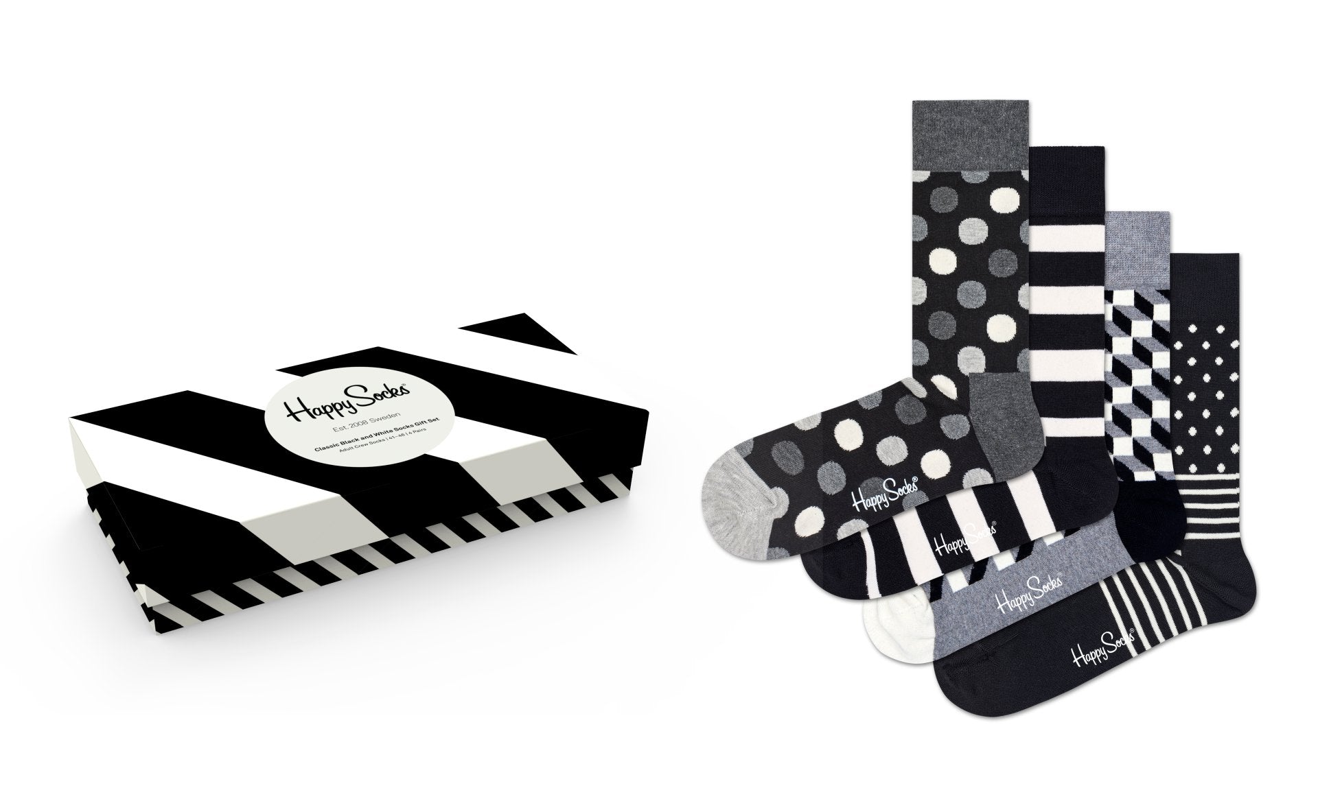 Happy Socks 4-Pack Black & White Gift Box