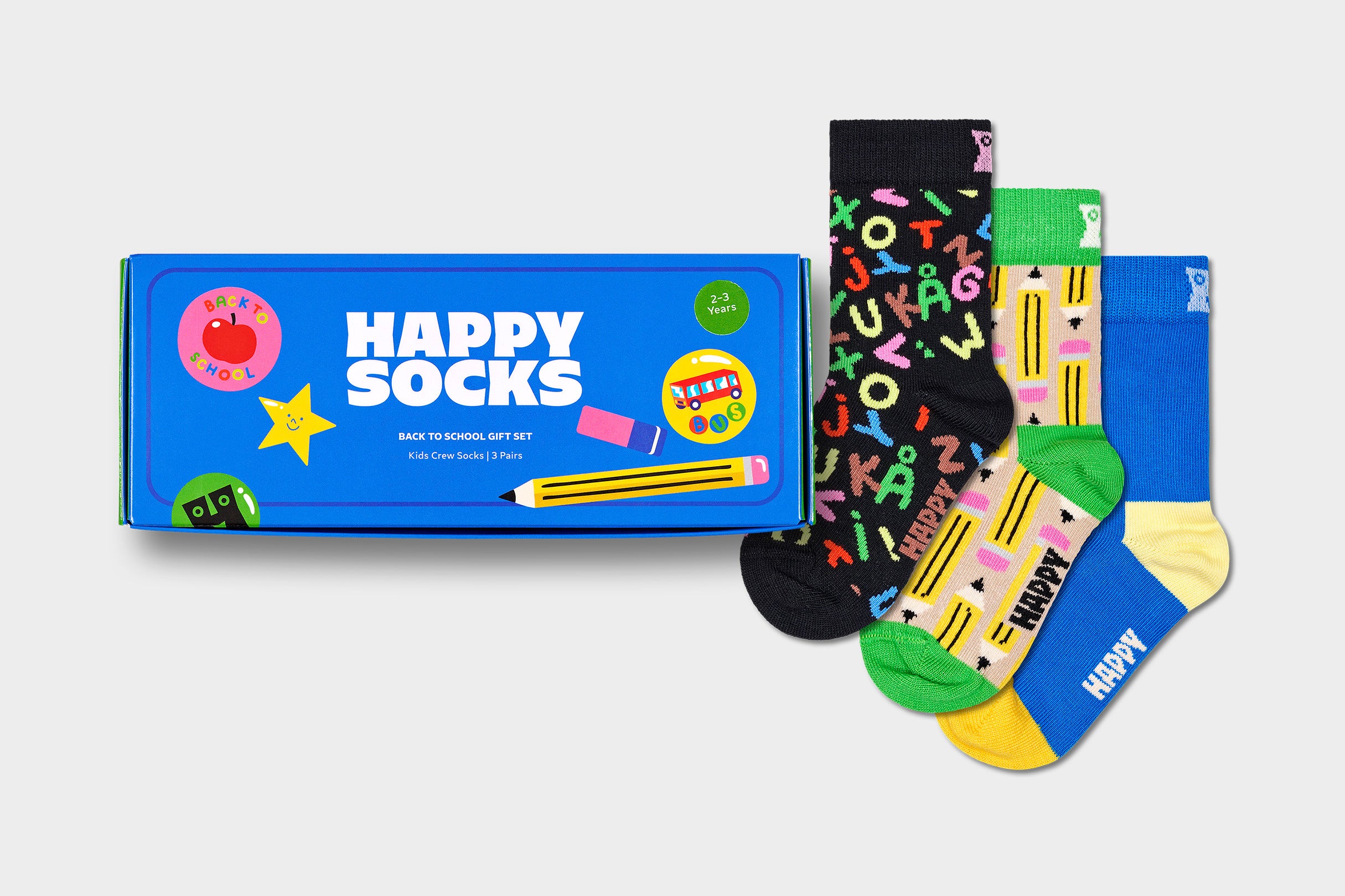 Happy Socks Kids 3-Pack Back To School Socks Gift Set