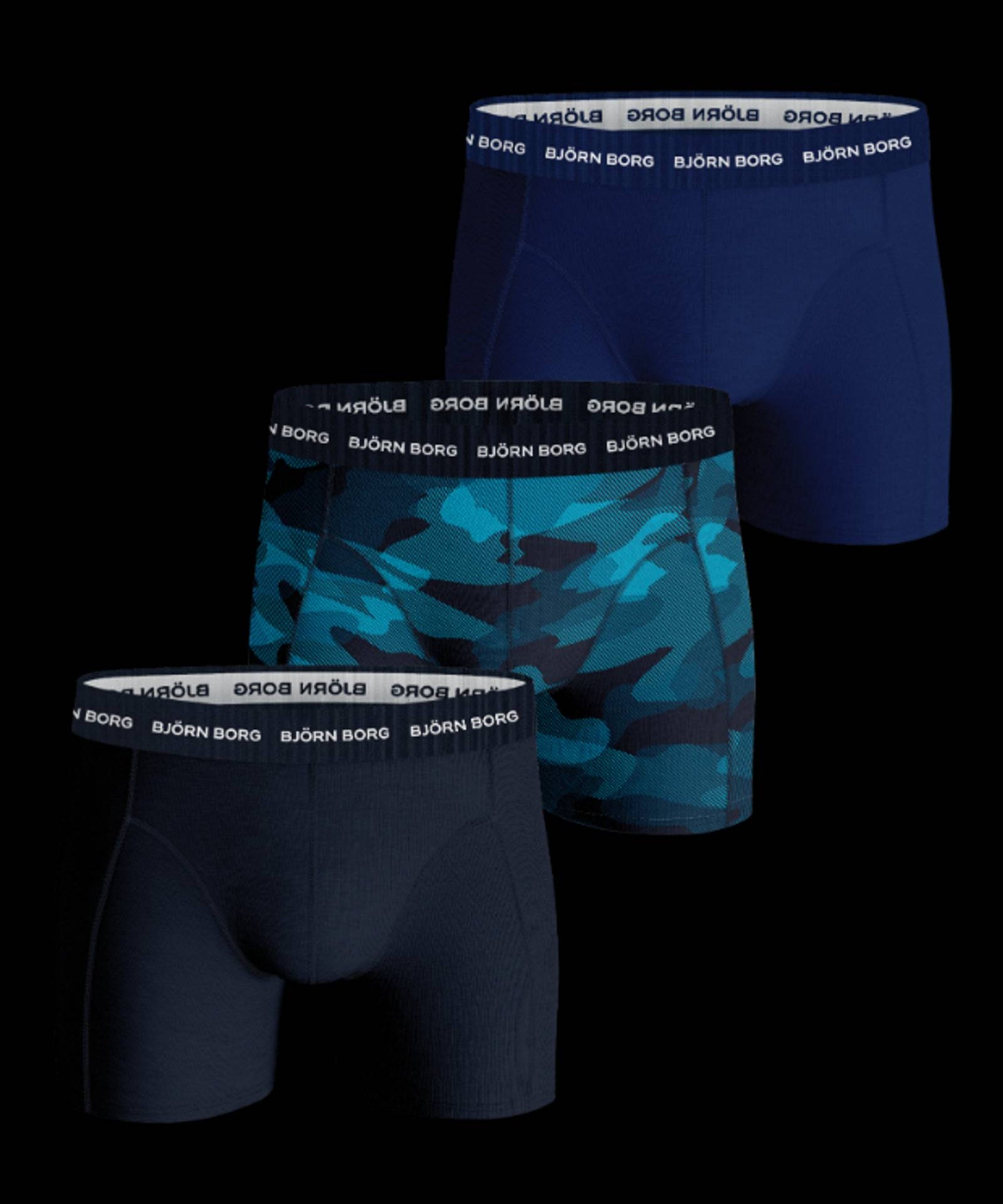 Björn Borg Cotton Stretch Boxer 3p blau print marine