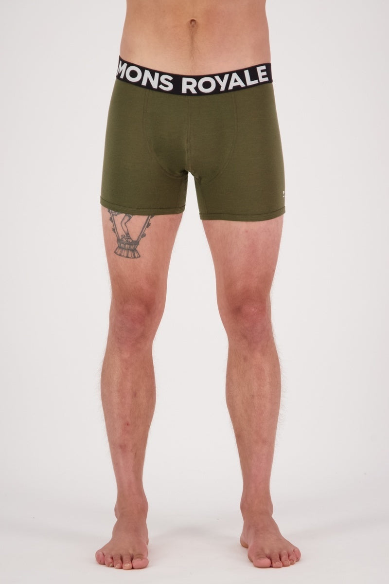 Mons Royale Hold 'em Shorty Boxer-dark olive