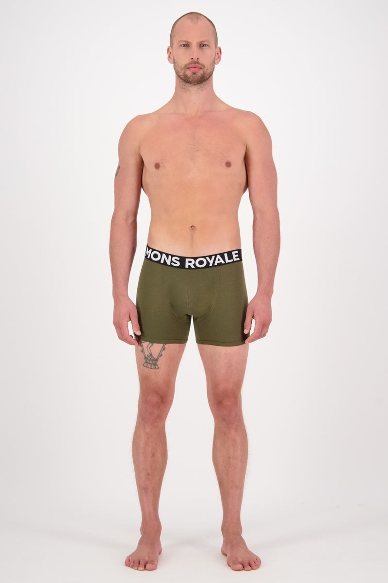 Mons Royale Hold 'em Shorty Boxer-dark olive