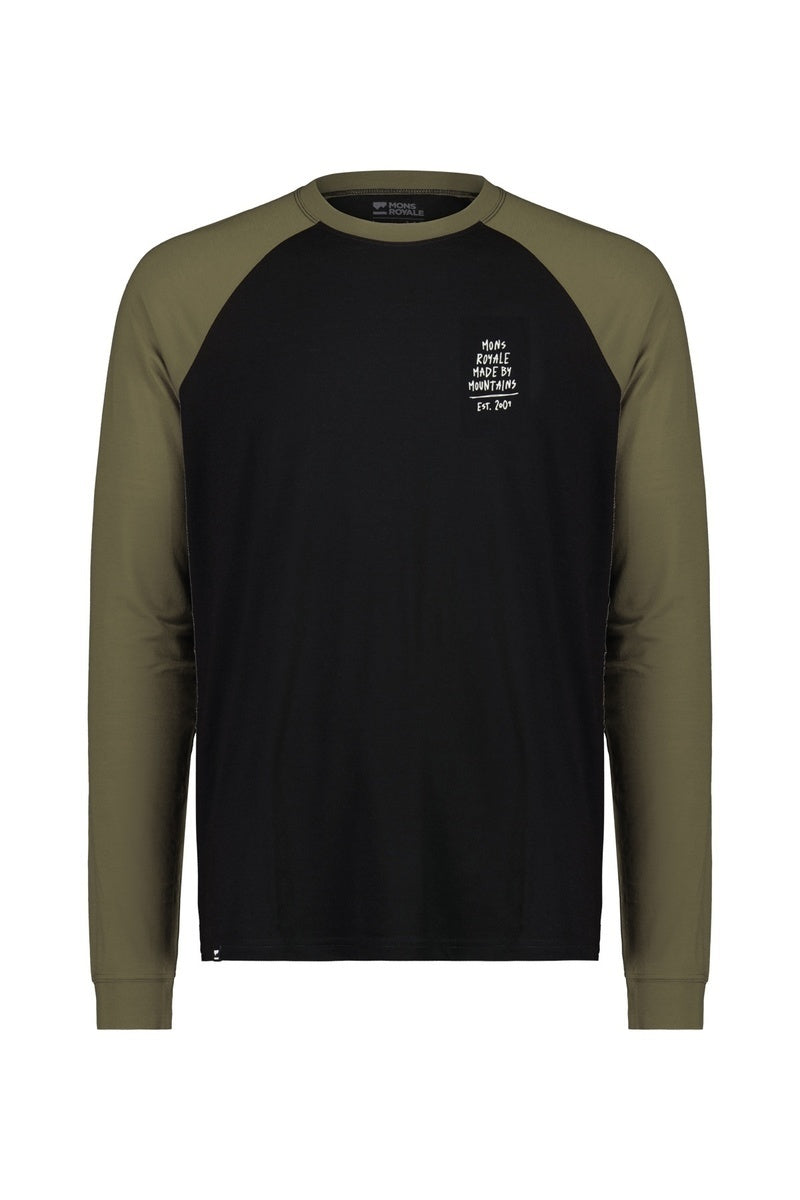 Mons Royale Icon Raglan-Dark olive-black