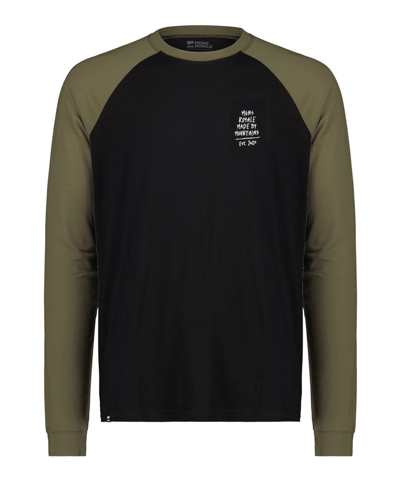 Mons Royale Icon Raglan-Dark olive-black