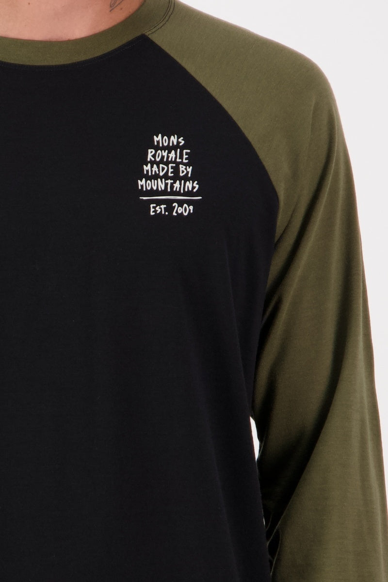 Mons Royale Icon Raglan-Dark olive-black
