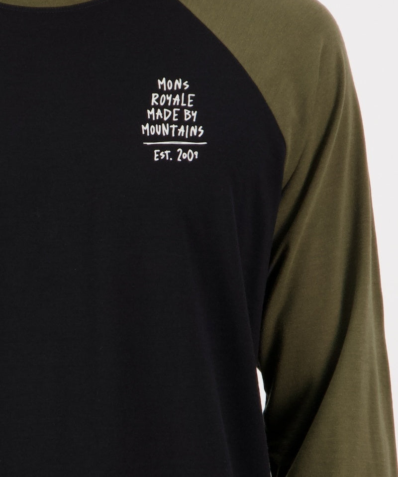 Mons Royale Icon Raglan-Dark olive-black