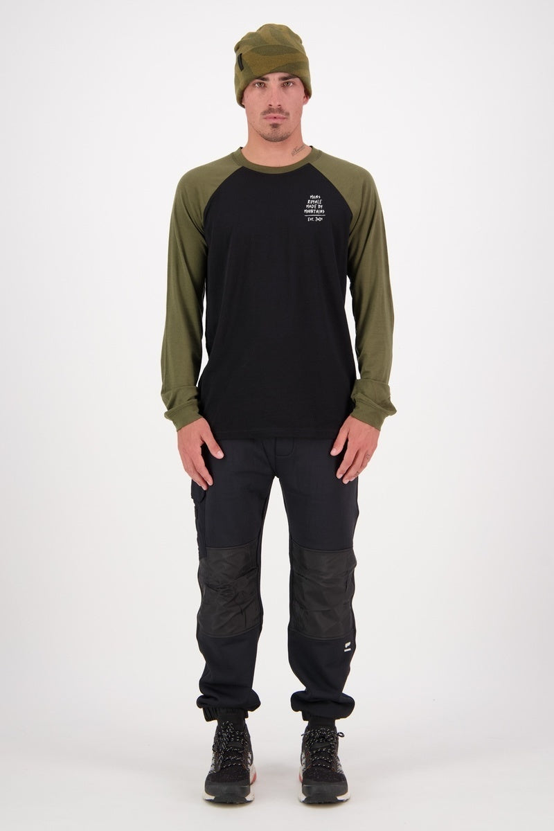 Mons Royale Icon Raglan-Dark olive-black