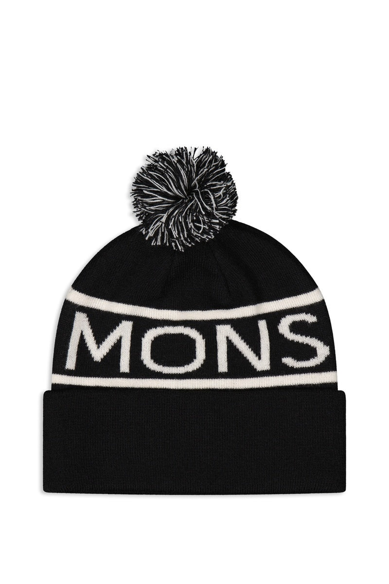 Mons Royale McCloud Pom Pom Merino Beanie-black white