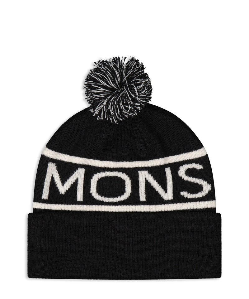 Mons Royale McCloud Pom Pom Merino Beanie-black white