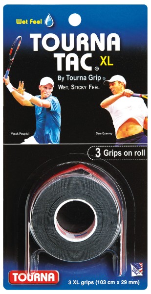 Tourna Tac XL black - 3 Grips on roll (wet feel)